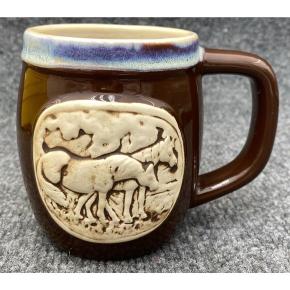 Cracker Barrel Other - Cracker Barrel Coffee Mug Stoneware Pair of Horses Colt Cowboy Western Brown